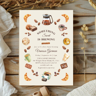 Invitation Quelque chose de doux se prépare Baby Shower Caf