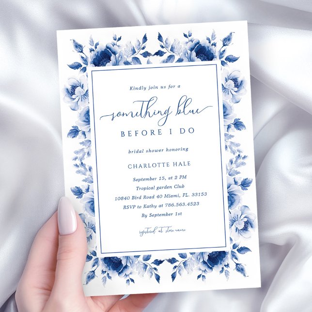 Invitation Quelque chose de Fête des mariées bleue (Créateur téléchargé)