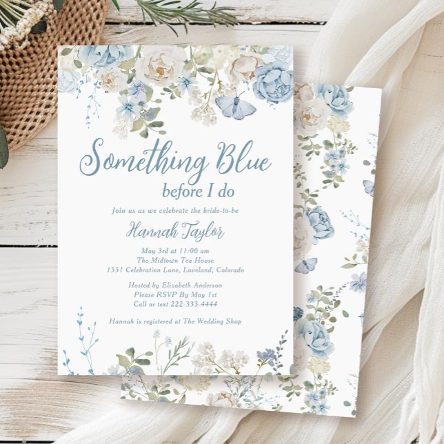 Invitation Quelque Chose Floral Bleu Avant De Faire Fête des  (Créateur téléchargé)