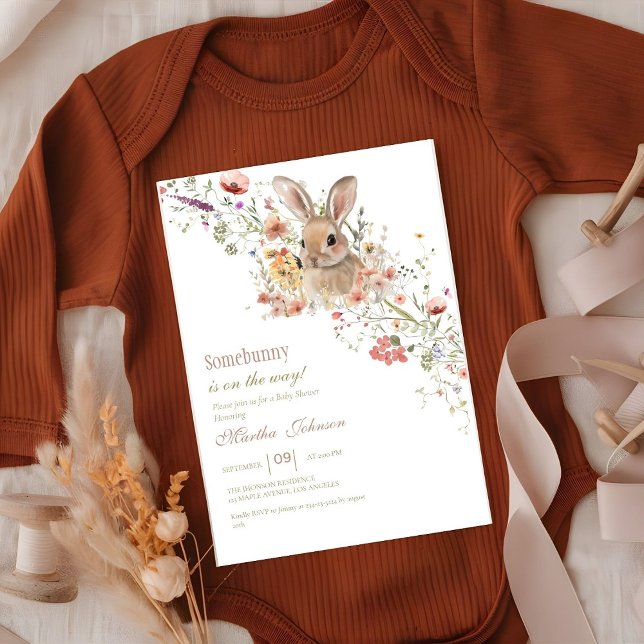 Invitation Quelque chose sur le chemin baby shower Fleur sauv (Créateur téléchargé)