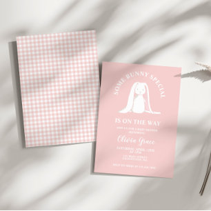 Invitation Quelques Bunny spécial En vichy Baby shower