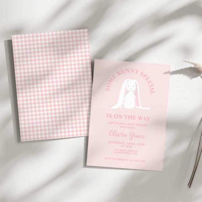 Invitation Quelques Bunny spécial En vichy Baby shower (Créateur téléchargé)