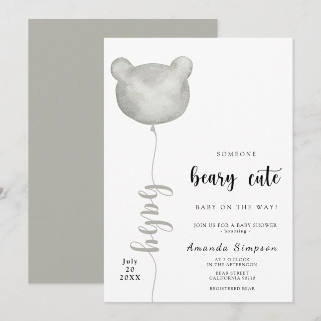 Invitation Quelqu'un de Beary Cute est sur le chemin Baby sho (Devant / Derrière)