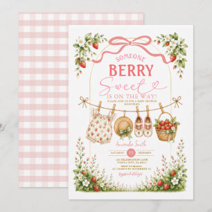 Invitation Quelqu'un de très mignon arrive Bébé fraise 