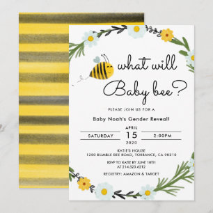 Invitation Qu'est-ce que le bébé Bee Baby shower révélera le