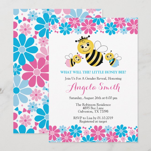 Invitation Qu'est-ce que l'invitation du Baby shower Honey Be (Devant / Derrière)