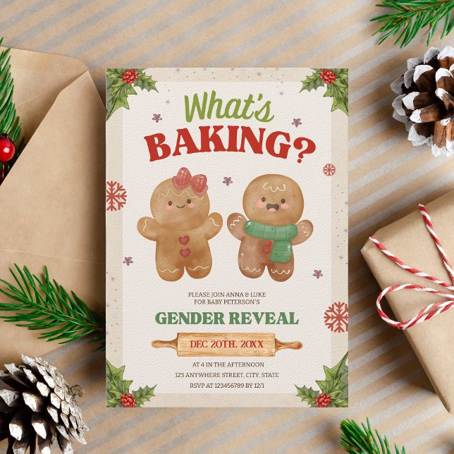 Invitation Qu'est-ce qui fait Noël Genre Révéler pain d'épice (What's baking)