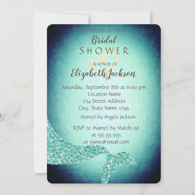 Invitation Queue de sirène, Fête des mariées de coeur d'or (Devant)