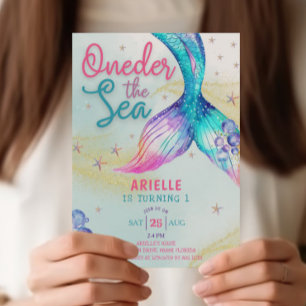 Invitation Queue de sirène Onder la mer 1er anniversaire