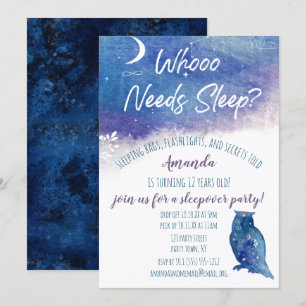 Invitation Qui a besoin de sommeil Night Owl Slepover