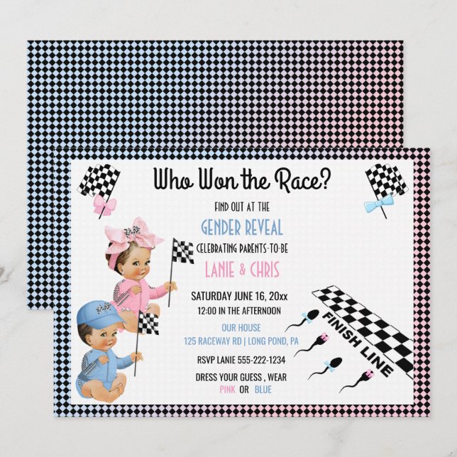 Invitation Qui a gagné la course Genre Révèle Drôle Sperme (Devant / Derrière)