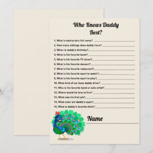 Invitation Qui Connaît Daddy Meilleur Baby shower Peacock Car
