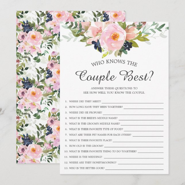 Invitation Qui connaît le couple la meilleure Fête des mariée (Devant / Derrière)