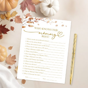 Invitation Qui connaît le mieux la maman jeu de baby shower d