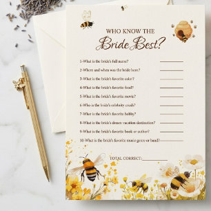 Invitation Qui connaît le mieux la mariée jeu de baby shower