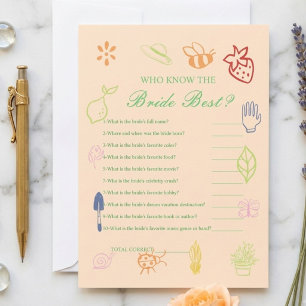 Invitation Qui connaît le mieux la mariée jeu de baby shower 