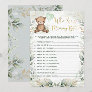 Invitation Qui Connaît Maman Meilleur Baby shower De L'Ours T