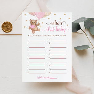 Invitation Qui est ce bébé Baby shower photo Teddy Bear Card
