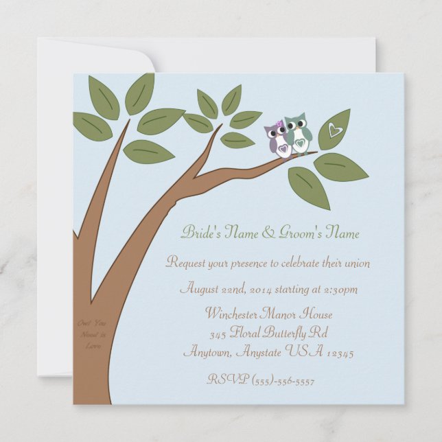 Invitation Qui est en amour Chouette Mariage (Devant)