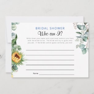 Invitation Qui suis-je Fête des mariées jeu
