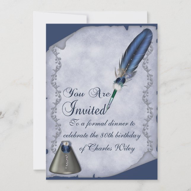 Invitation Quill et Inkwell élégants (Devant)