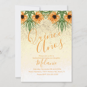 Invitation Quiñce Faux Parties scintillant Tournesol Invitati