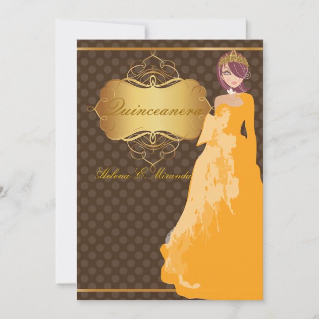 Invitation Quince/Sweet 16/ princesse/pois (Devant)