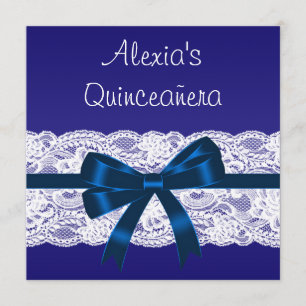 Invitation Quinceanée de la dentelle bleue royale