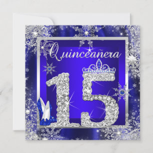 Invitation Quinceanera 15 ans Bleu Royal Élégant Anniversaire
