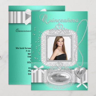 Invitation Quinceanera 15 ans Vert Lace Pearl Photo