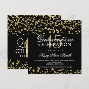 Invitation Quinceanera 15 confettis de feuille d'or de fête