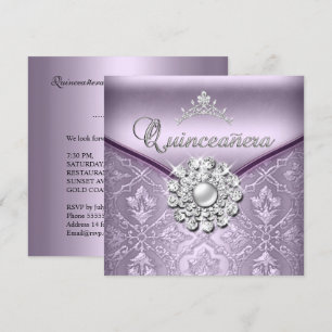 Invitation Quinceañera 15 Fête d'anniversaire Damassé Lilas