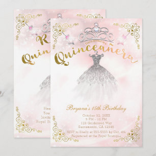 Invitation Quinceañera 15 Princesse Sparkle fête d'anniversai