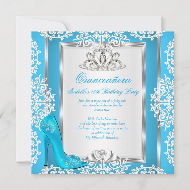 Invitation Quinceanera 15e anniversaire Cendrillon Chaussure  (Devant)