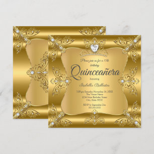 Invitation Quinceanera 15e anniversaire de fête Gold Diamond 