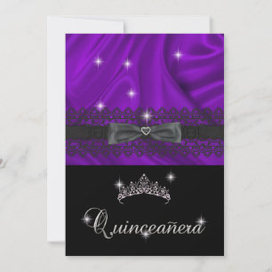 Invitation Quinceanera 15e anniversaire fête de soie pourpre
