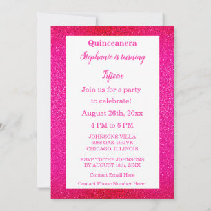 Invitation Quinceanera 15e anniversaire fête Parties scintill