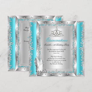 Invitation Quinceanera 15e anniversaire fête Turquoise chauss