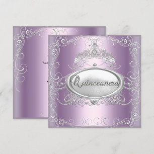 Invitation Quinceanera 15e anniversaire Lilac rose Silver Sta