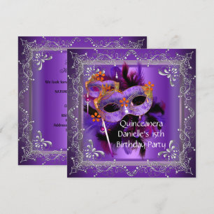 Invitation Quinceanera 15e anniversaire Masquerade Masque Mas