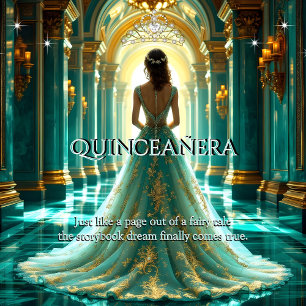 Invitation Quinceanera 15e Anniversaire Palais Aqua Turquoise