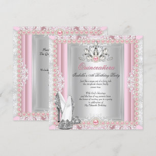 Invitation Quinceanera 15e anniversaire Pearl Lumière talons 
