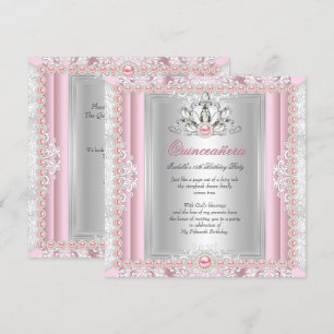 Invitation Quinceanera 15e anniversaire Pearl rose clair