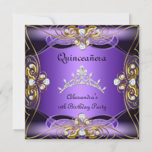 Invitation Quinceanera 15e anniversaire Purple Black Silver G