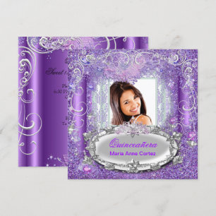 Invitation Quinceañera 15e anniversaire Purple Parties scinti