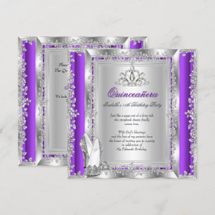 Invitation Quinceanera 15e anniversaire Purple Silver Chaussu
