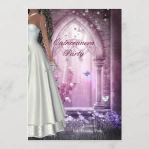 Invitation Quinceanera 15e anniversaire Robe rose blanche