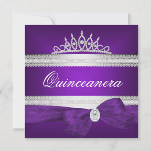 Invitation Quinceanera 15e Anniversaire Violet Argent Diamant