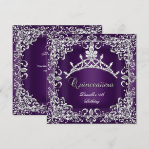 Invitation Quinceanera 15e fête d'anniversaire foncé violet