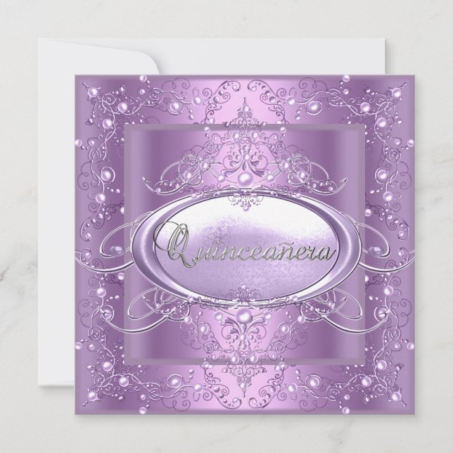 Invitation Quinceanera 15e fête d'anniversaire Lilac Pink Pea (Devant)